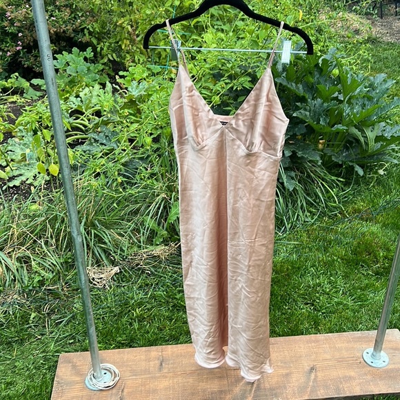 LENA MEDOYEFF SILK PINK MIDI DRESS OR SLIP XS - Picture 1 of 16